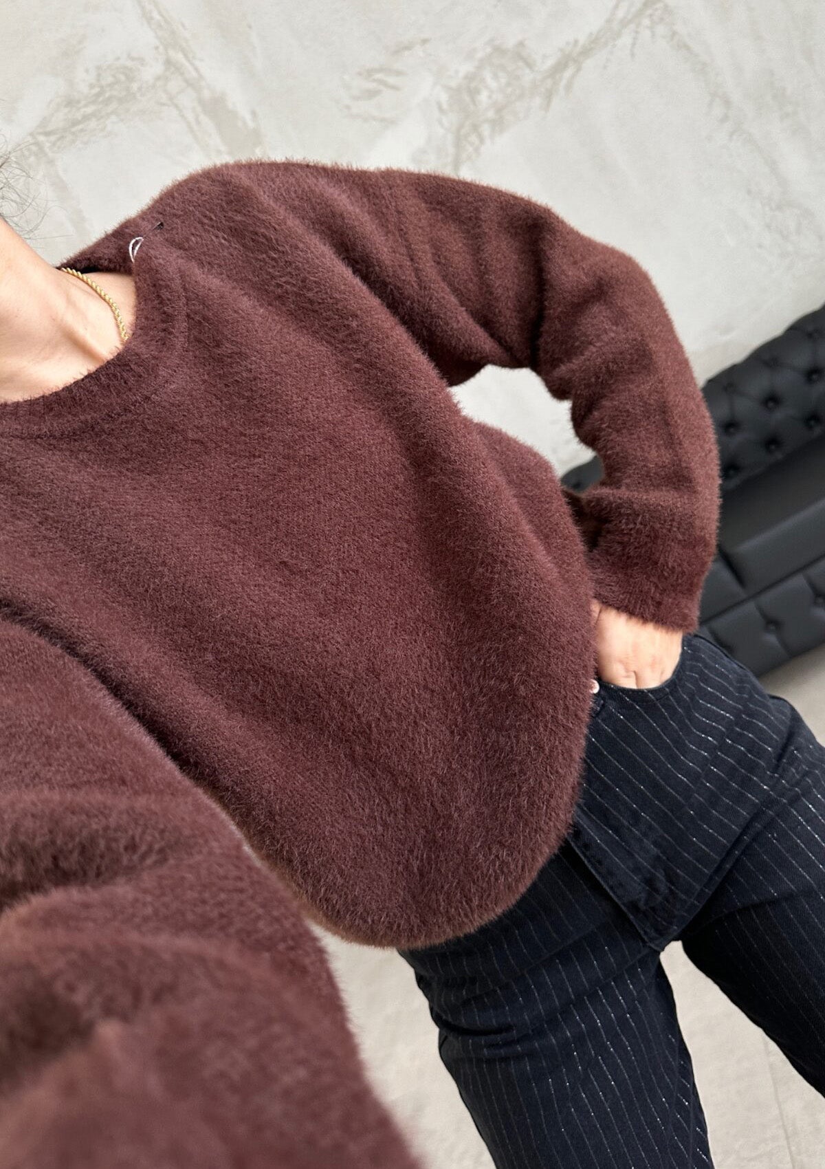 Cropped džemper Eira - smeđi