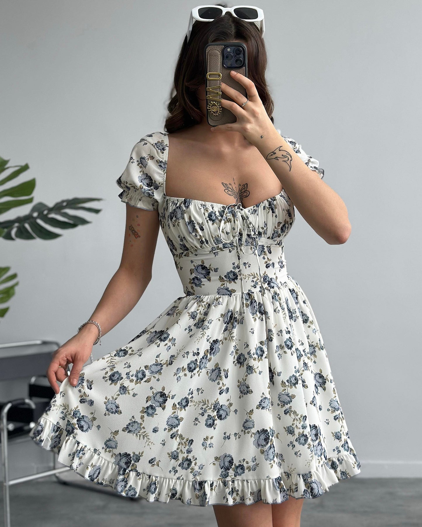 Mini haljina Flora - bijela